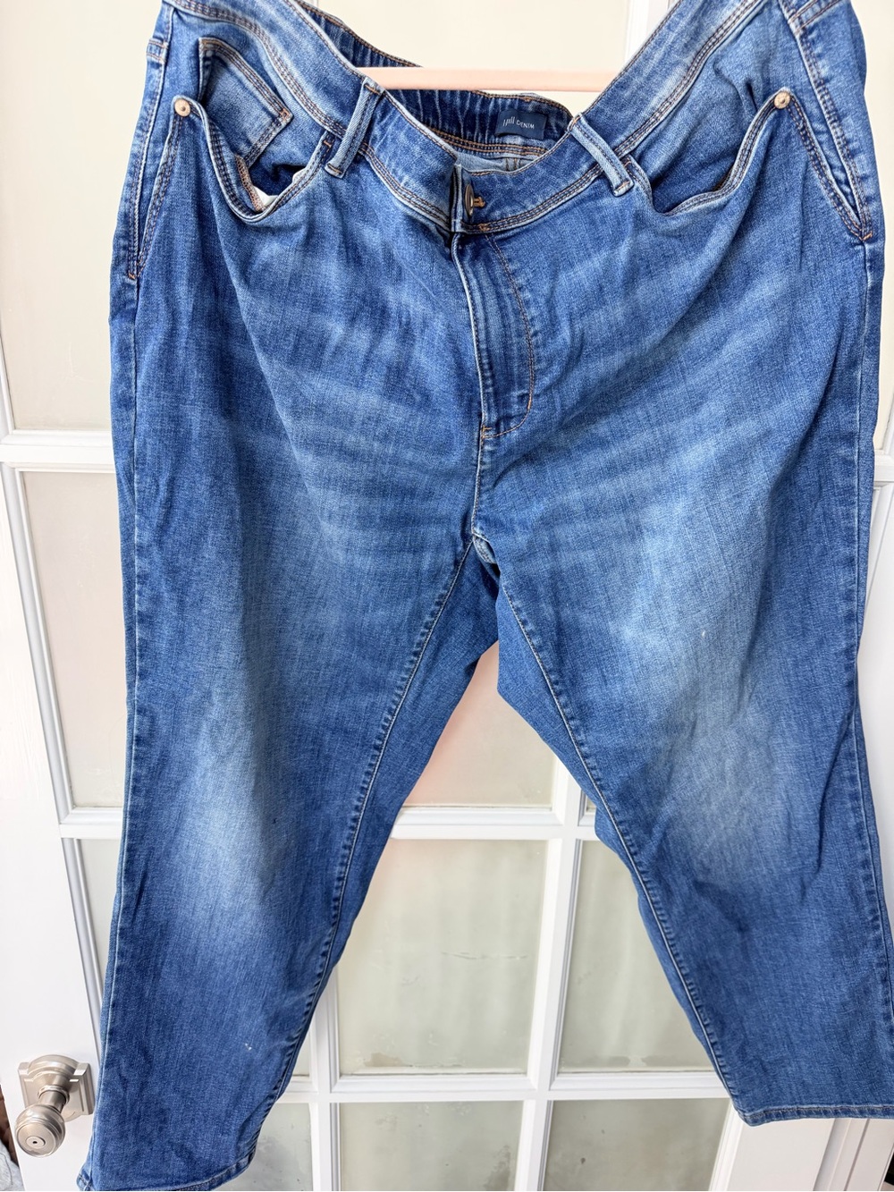 J. Jill Women's Straight Leg  boyfriend Jeans in Blue Denim